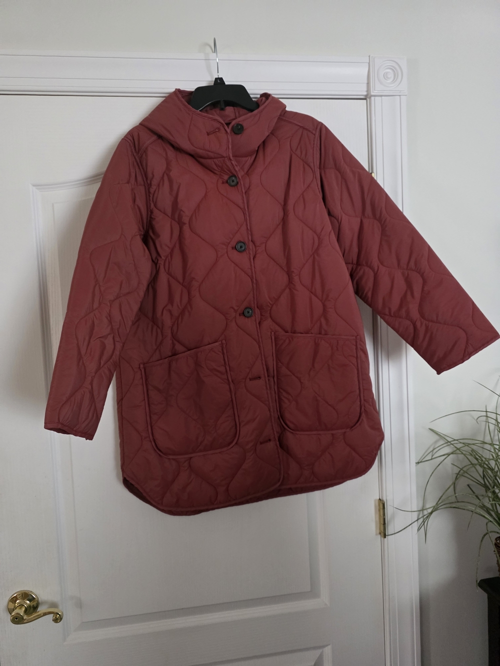 Quilted Women's Hooded Coat in Dusty Rose